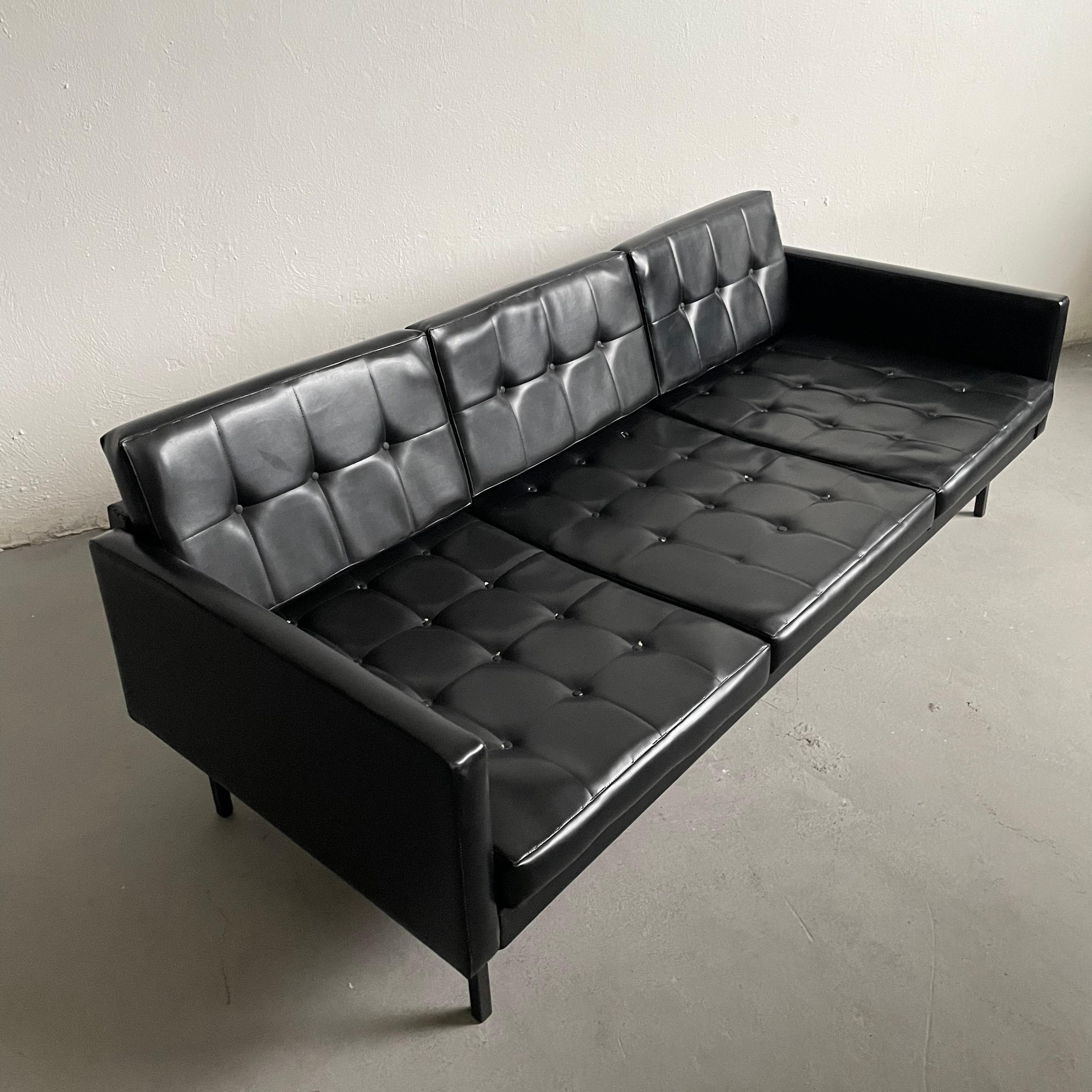 Mid-Century Modern Vintage Mid-century Scandinavian Danish Modern Style 3seater Sofa in Black Vynil