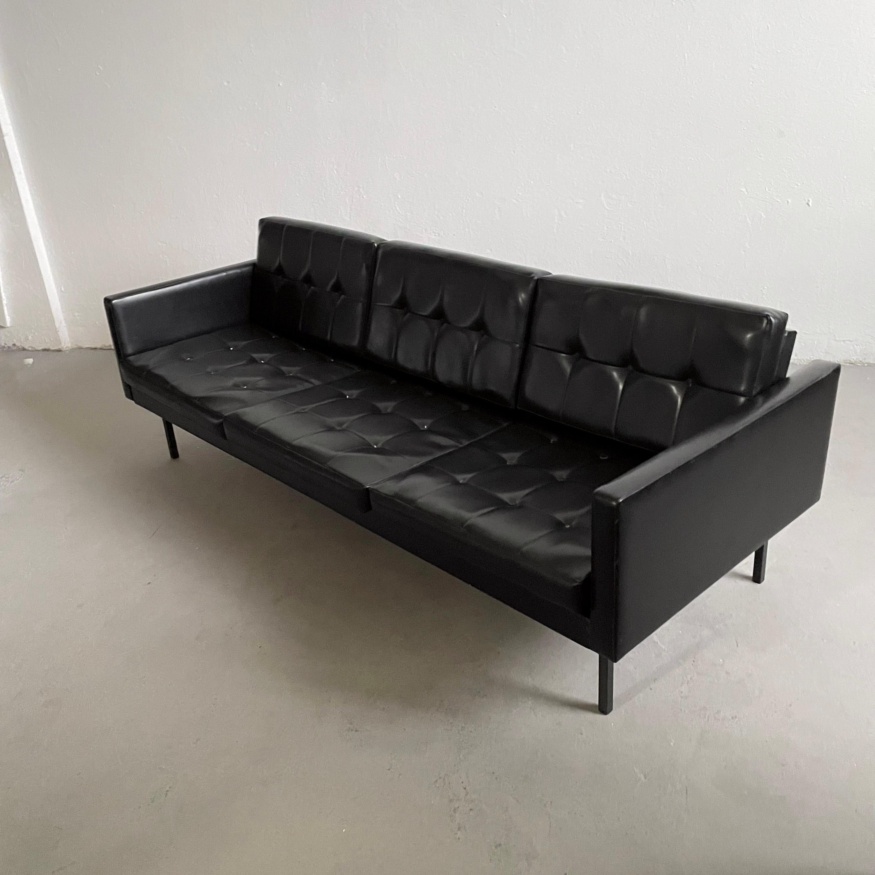 20th Century Vintage Mid-century Scandinavian Danish Modern Style 3seater Sofa in Black Vynil