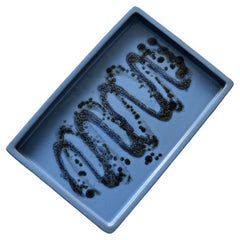 Vintage Mid-Century Scandinavian Modern Blue Ceramic Tray, 1960s