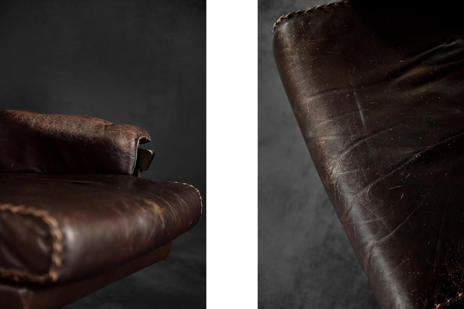 Executive Swivel Chair aus braunem Leder, skandinavisch-modern, Mitte des Jahrhunderts im Angebot 1
