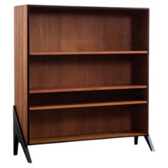 Vintage Mid-Century Scandinavian Modern Brown Teak Bookcase, 1960s