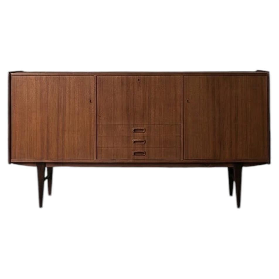Vintage Mid-Century Scandinavian Modern Classic Teak High Sideboard with Drawers For Sale