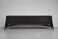 Vintage Mid-Century Scandinavian Modern Dark Oak Sideboard with Wooden Handles