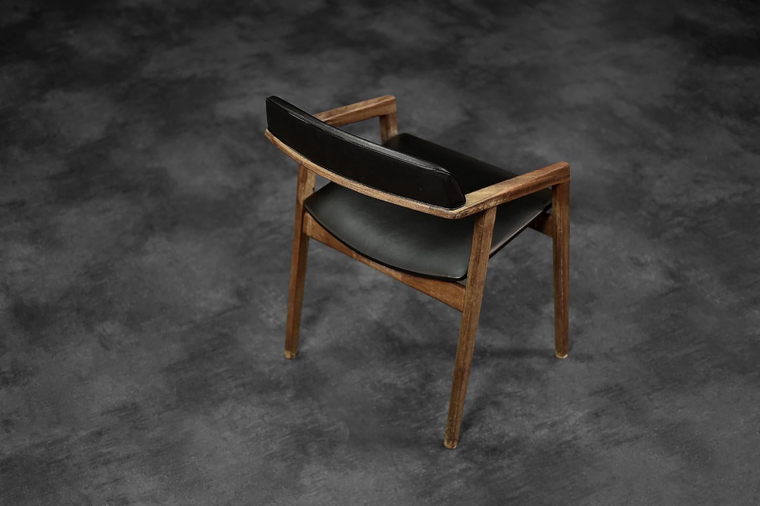 Vintage Midcentury Scandinavian Modern Geometric Mahogany Office Chair, 1960s 5