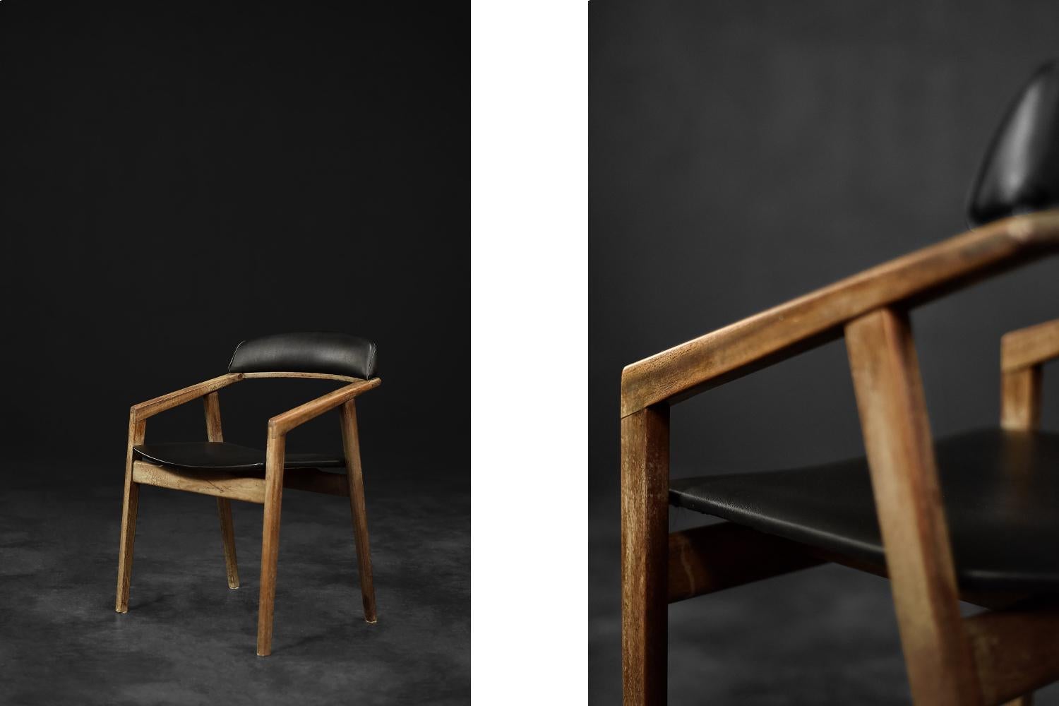 Mid-20th Century Vintage Midcentury Scandinavian Modern Geometric Mahogany Office Chair, 1960s