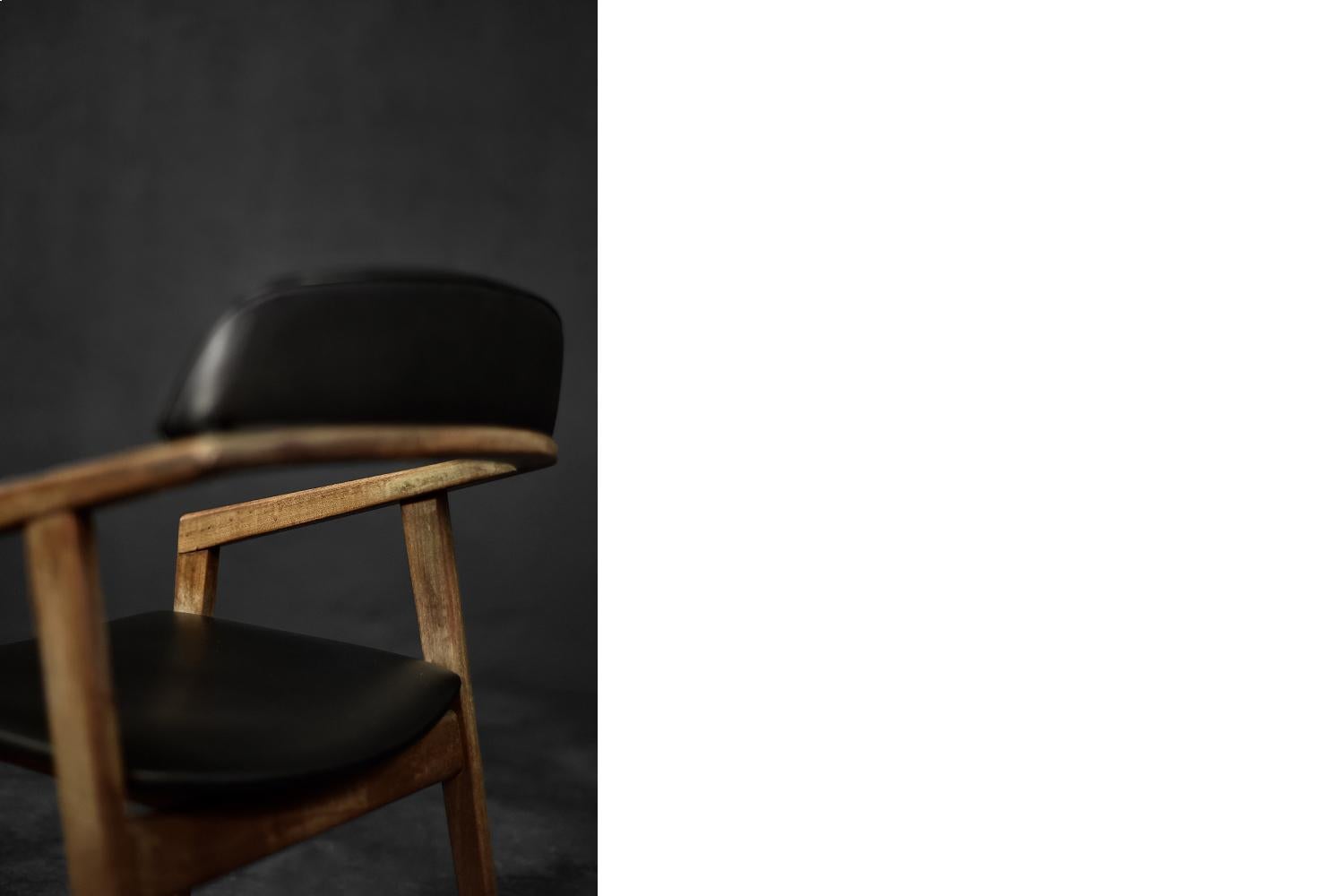 Vintage Midcentury Scandinavian Modern Geometric Mahogany Office Chair, 1960s 1