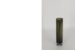Vintage Mid-Century Scandinavian Modern Bottle Green Glass Tall Vase, 1970s