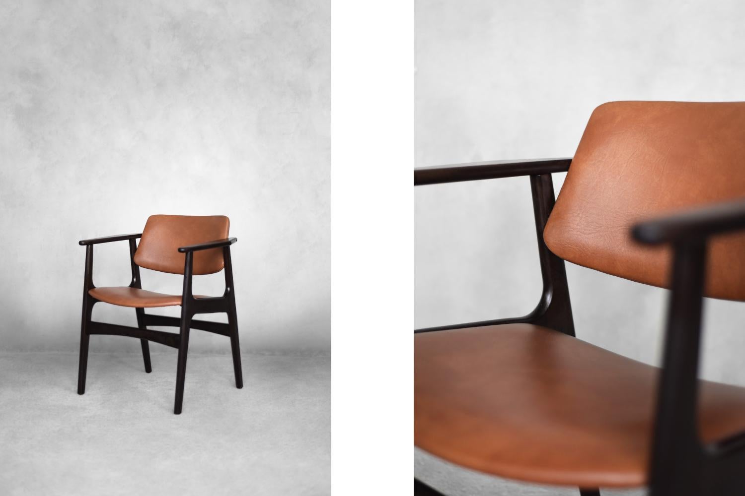 Materiale sintetico Sedia da ufficio vintage in mogano di metà secolo The Modern Scandinavian, anni '60 in vendita