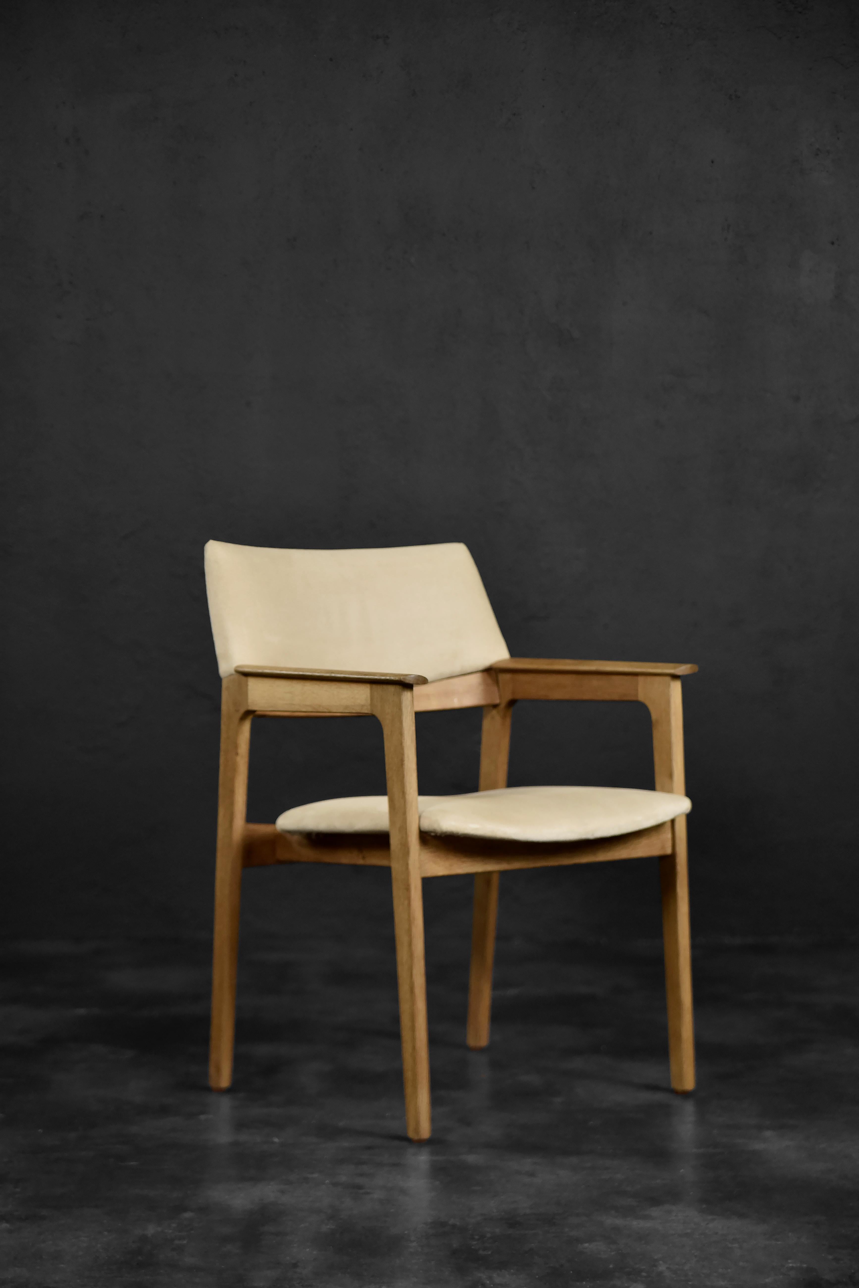 Danish Vintage Mid-Century Scandinavian Modern Oak Executive Chair in Alcantara Fabric For Sale