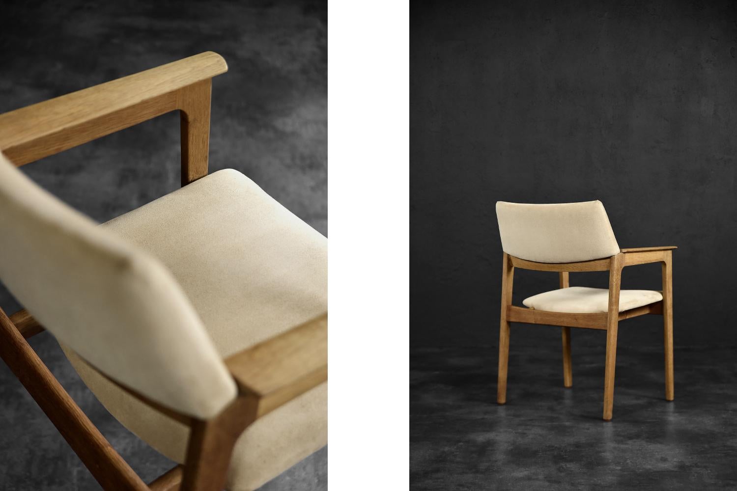 Mid-20th Century Vintage Mid-Century Scandinavian Modern Oak Executive Chair in Alcantara Fabric For Sale