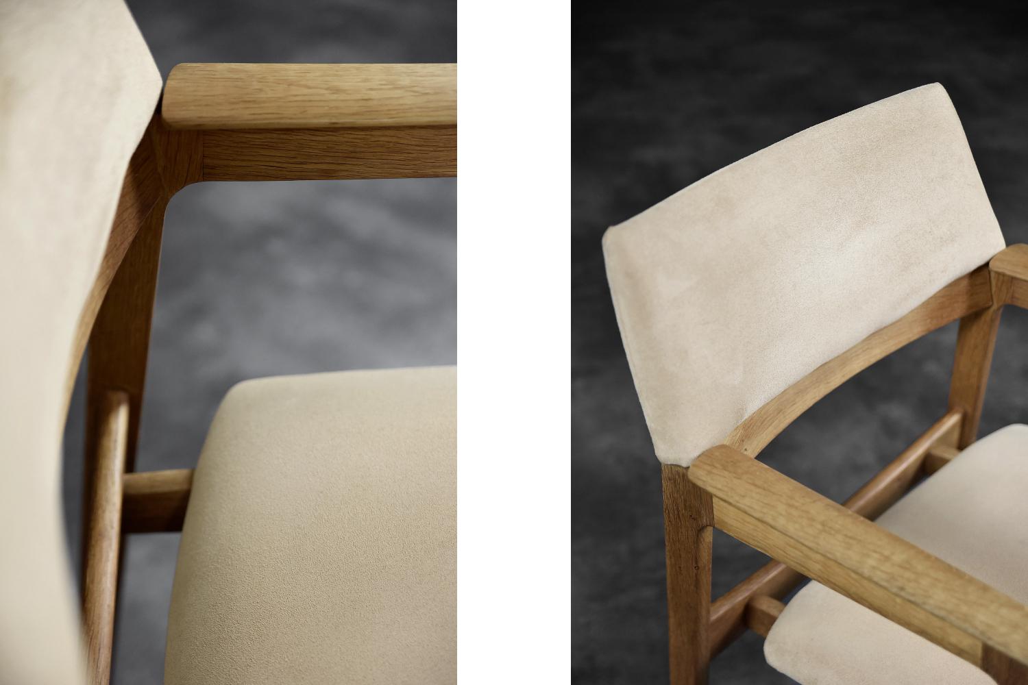 Vintage Mid-Century Scandinavian Modern Oak Executive Chair in Alcantara Fabric For Sale 1