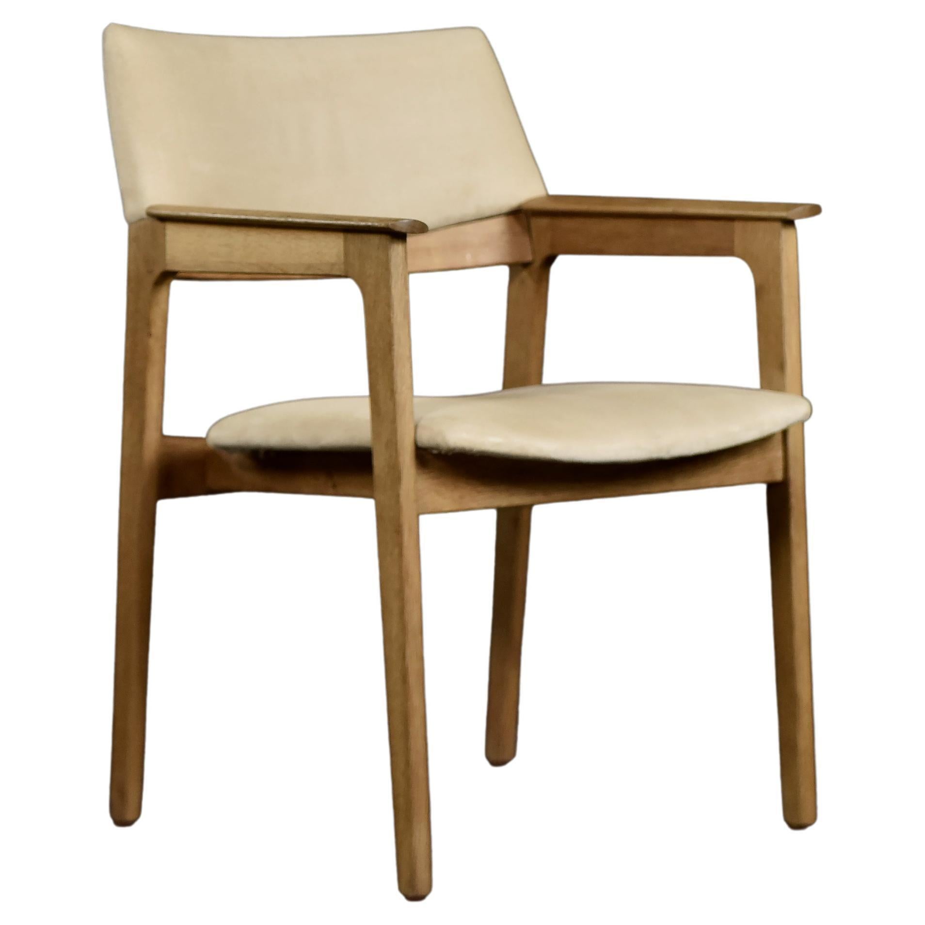 Vintage Mid-Century Scandinavian Modern Oak Executive Chair in Alcantara Fabric For Sale