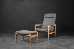 Vintage Mid-Century Scandinavian Modern Oak&Fabric Carlton Armchair with Ottoman