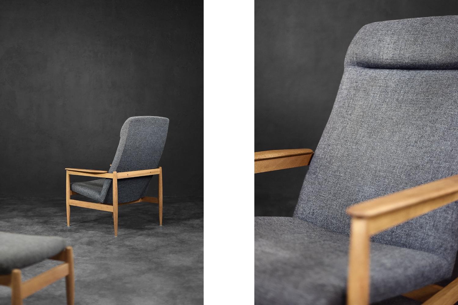 Vintage Mid-Century Scandinavian Modern Oak&Fabric Carlton Armchair with Ottoman For Sale 2