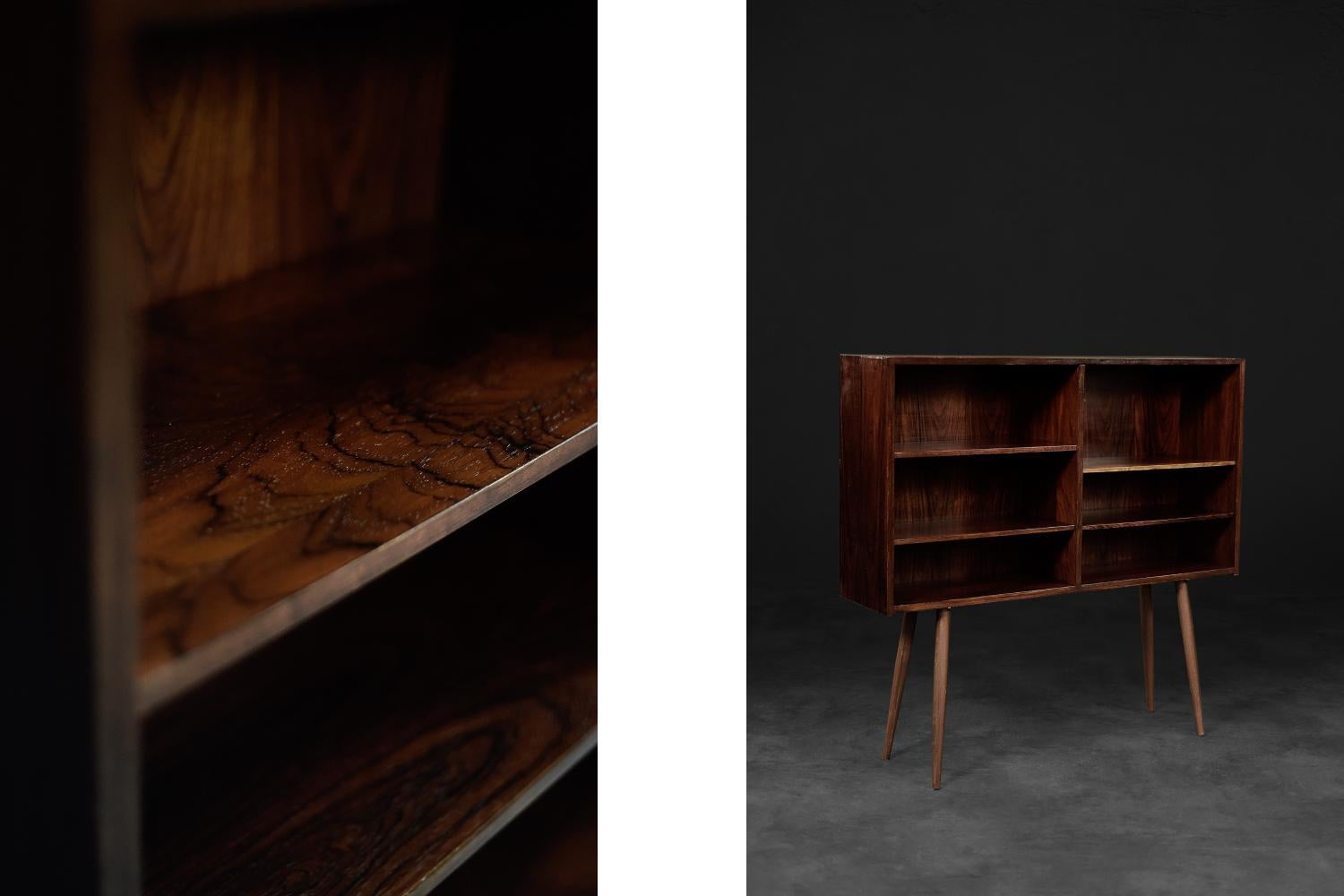 Danish Vintage Midcentury Scandinavian Modern Rosewood Bookcase by Gunni Omann For Sale