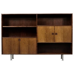 Vintage Mid-Century Scandinavian Modern Rosewood & Green Felt Highboard with Bar