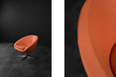 The Modern Scandinavian Modern A Space AGE, Vintage Mid-Century Orange Swivel Armchair, 1960s