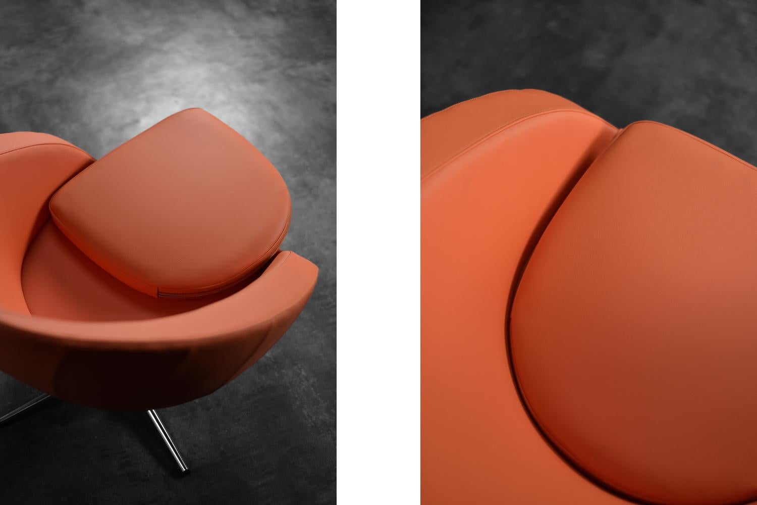 Poltrona girevole arancione vintage di metà secolo The Modern Scandinavian, anni '60 in vendita 1