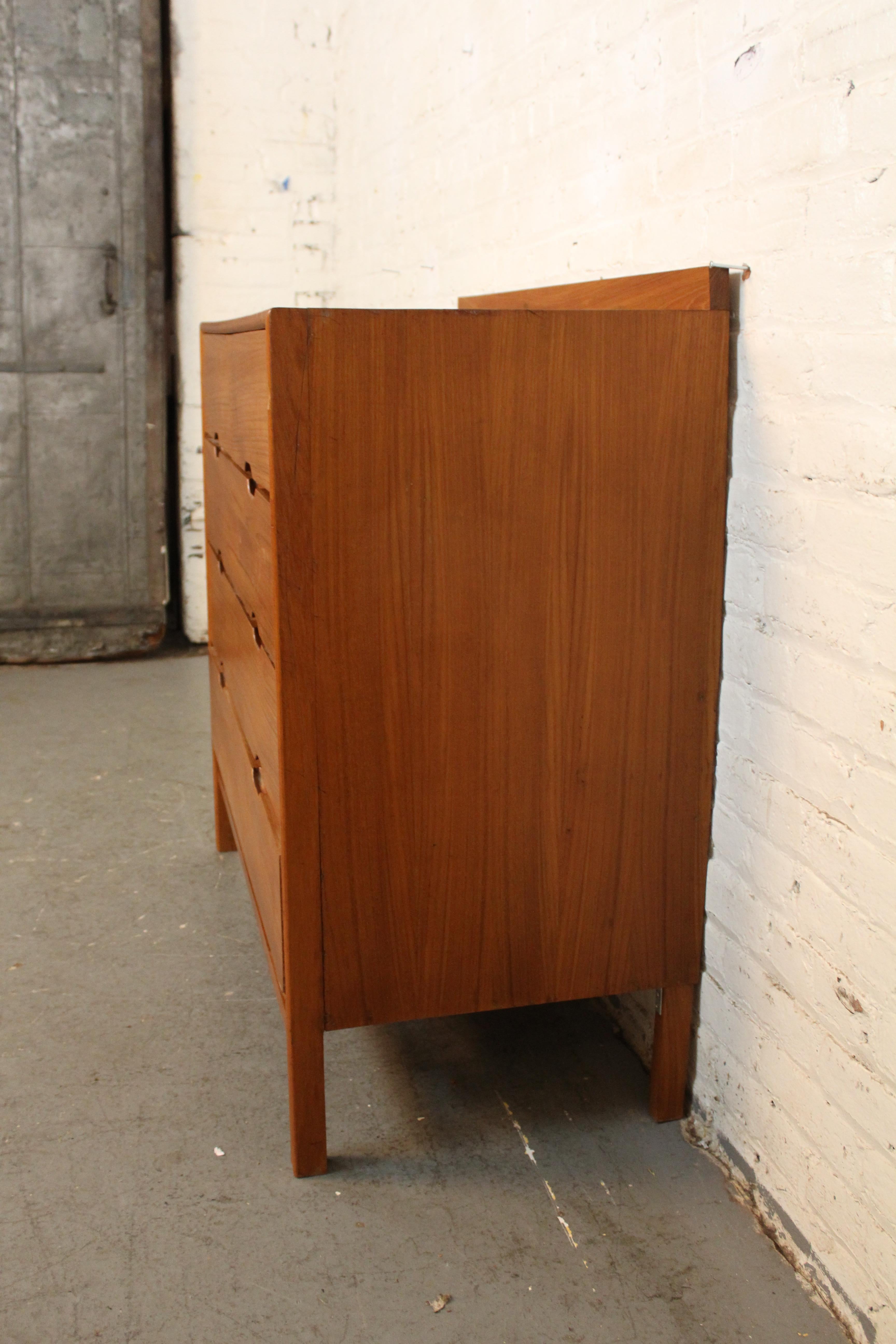 Carved Vintage Mid-Century Scandinavian Modern Teak Dresser 