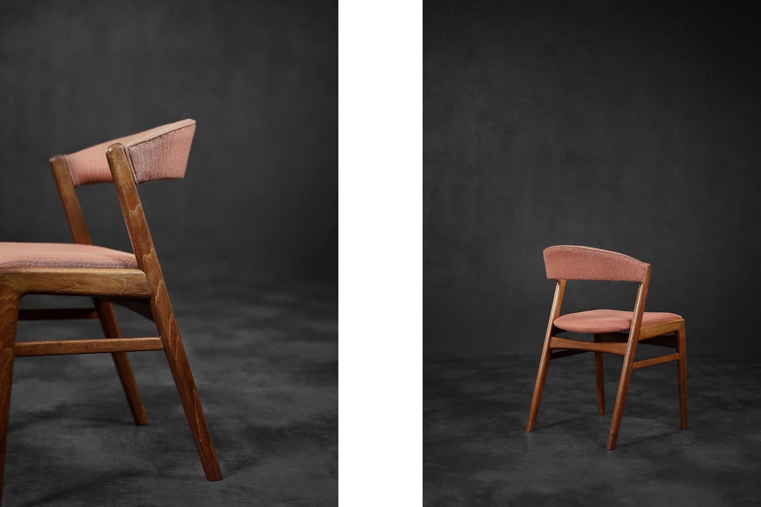 Swedish Vintage Mid-Century Scandinavian Modern Teak & Fabric Ribbon Back Chair from Dux For Sale