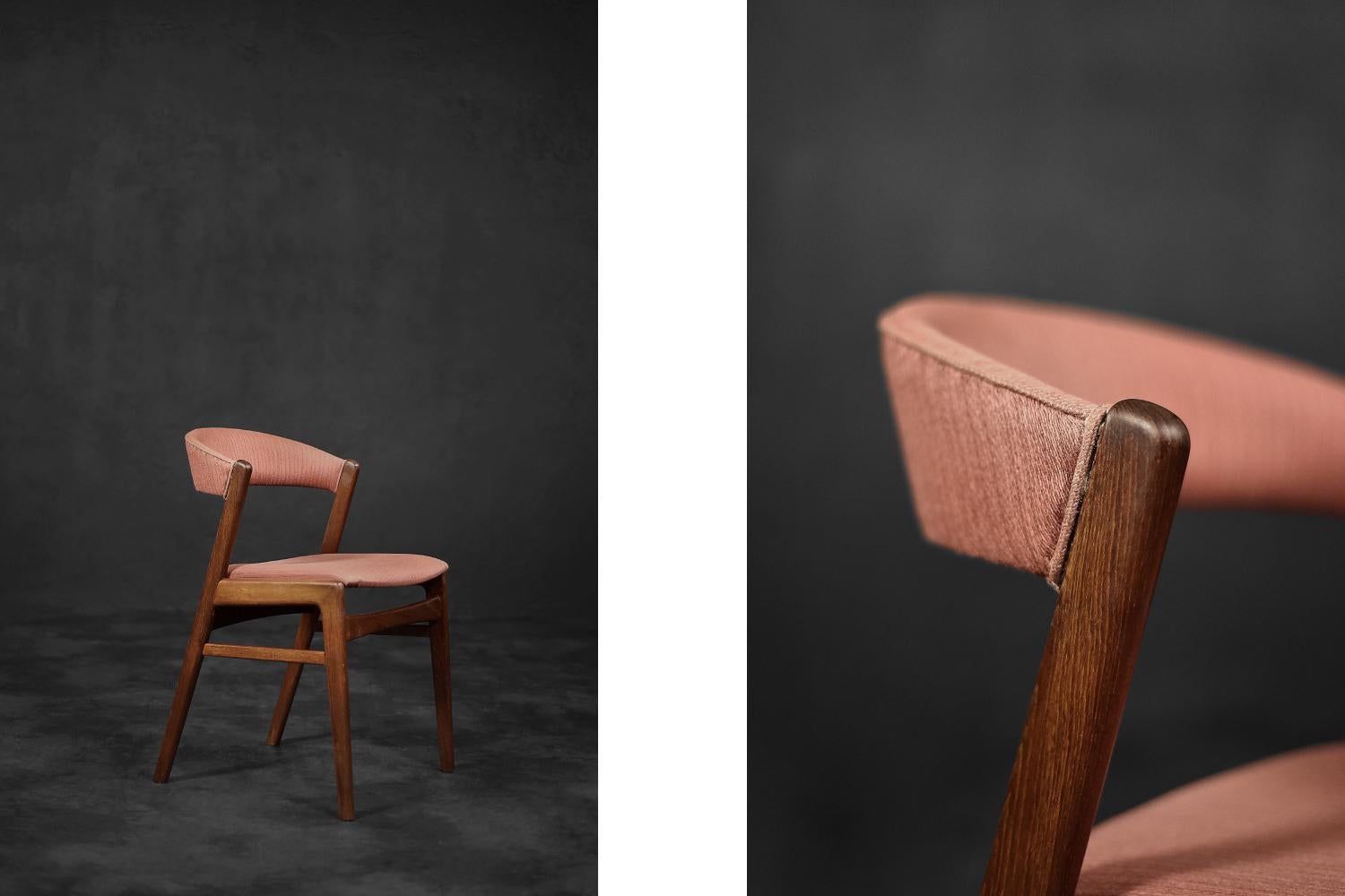 Vintage Mid-Century Scandinavian Modern Teak & Fabric Ribbon Back Chair from Dux In Good Condition For Sale In Warszawa, Mazowieckie