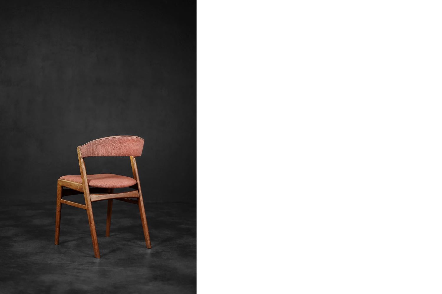 Vintage Mid-Century Scandinavian Modern Teak & Fabric Ribbon Back Chair from Dux For Sale 1