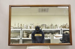 Vintage Mid Century Sculptured Walnut Wooden Rectangular Large Wall Mirror (Miroir mural rectangulaire)