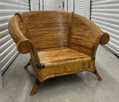 Vintage By Mid Century Sculptural Lounge Rattan Chairs by Vivai del Sud Italian