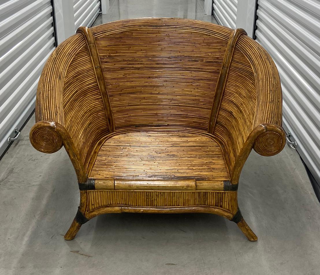 Mid-Century Modern Vintage Mid Century Sculptural Lounge Rattan Chairs by Vivai Del Sud Italian