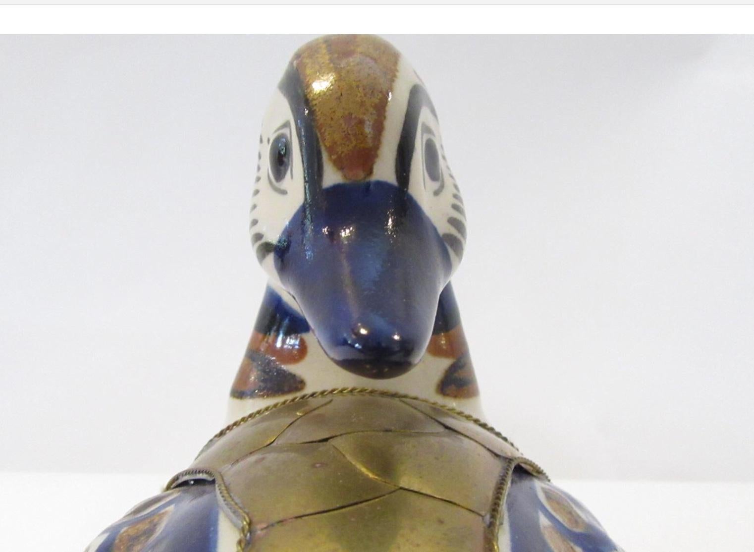 Vintage Midcentury Sergio Bustamante Copper and Brass Duck Figurines In Good Condition For Sale In Southampton, NY