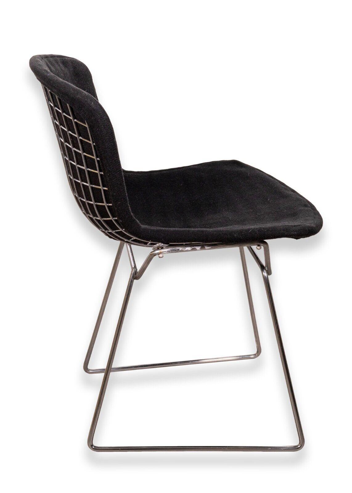 Mid-Century Modern Vintage Mid Century Set of 4 Knoll Bertoia Wire Side Chairs Black Seat Covers