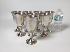 Vintage Mid-Century Set of Eight Sterling Silver Wine Water Goblets