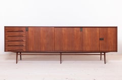 Vintage Mid Century Sideboard, E. Palutari Design, Teak Wood & Brass Details