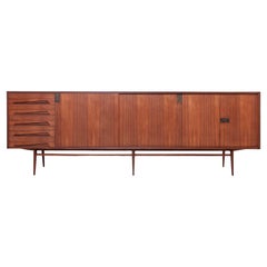 Vintage Mid Century Sideboard, E. Palutari Design, Teak Wood & Brass Details