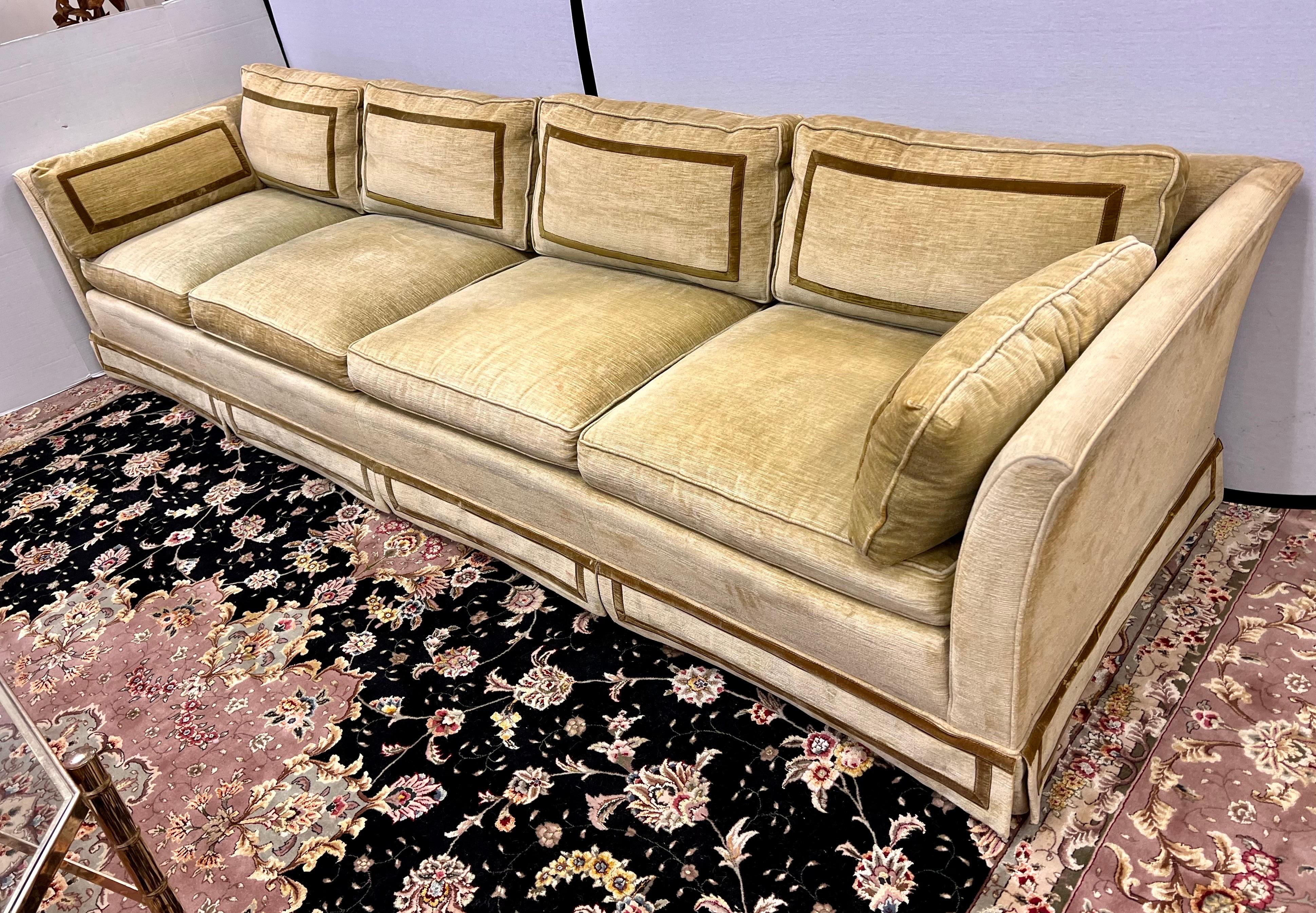 Mid-Century Modern Vintage Mid Century Signed Erwin Lambeth Nine Foot Velvet Sofa