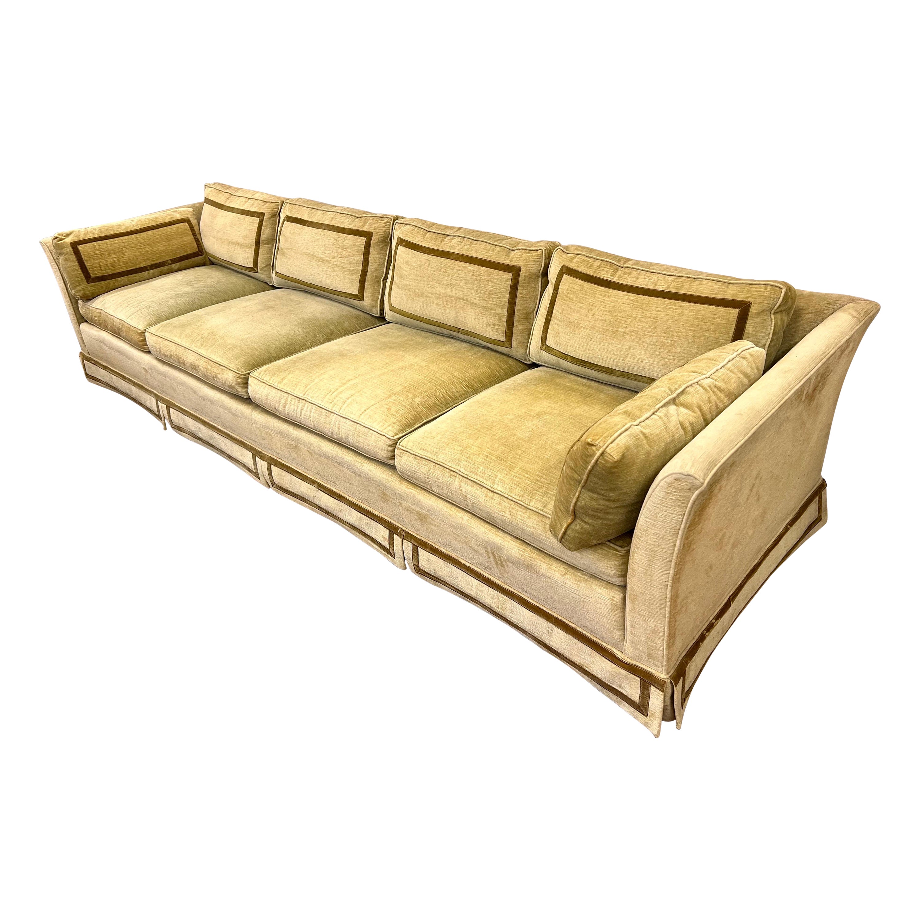 Vintage Mid Century Signed Erwin Lambeth Nine Foot Velvet Sofa