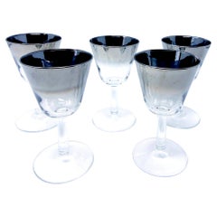Antique Mid Century Silver Fade Aperitif Glasses, Set of 5, Dorothy Thorpe Style