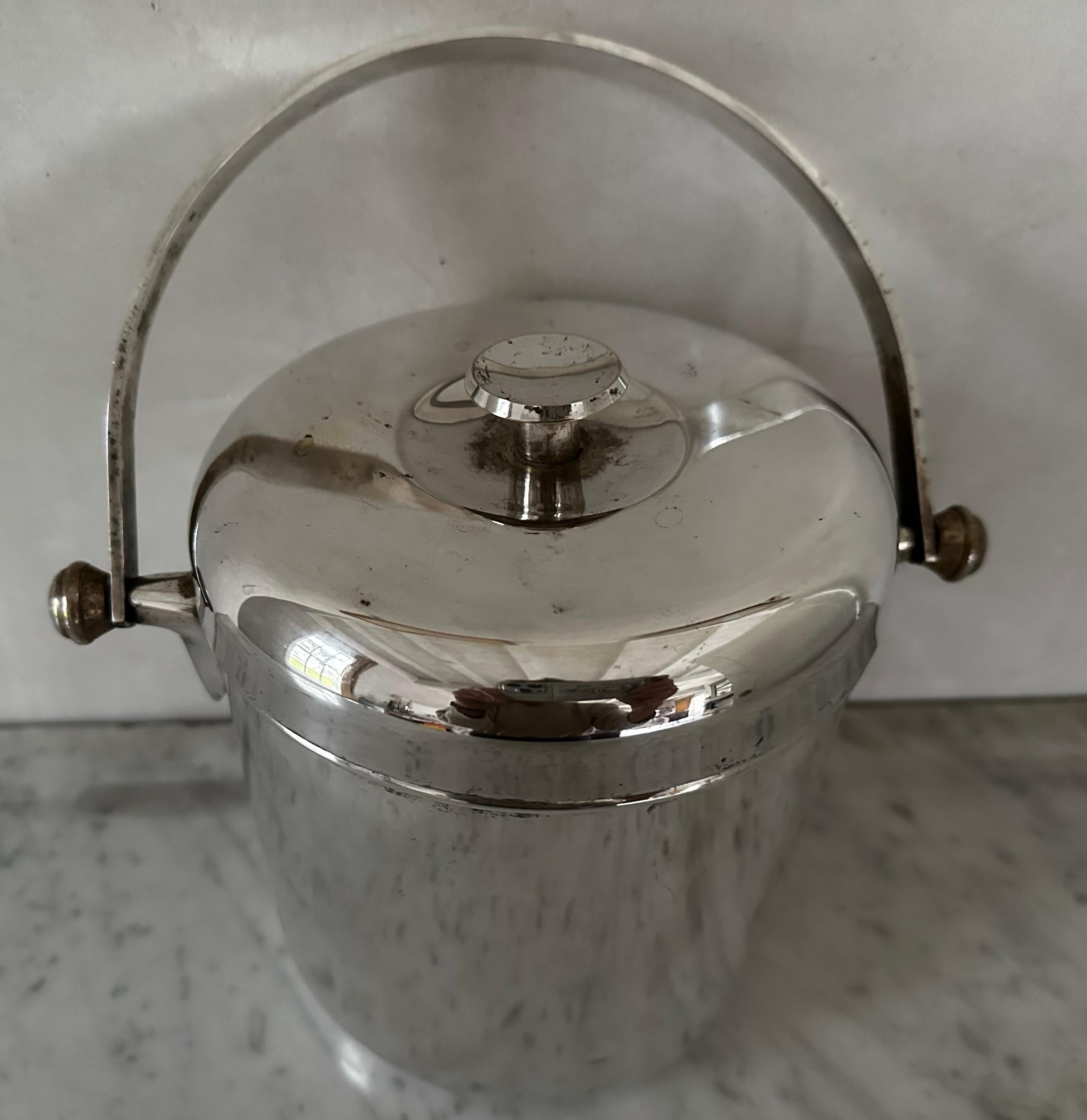 Vintage Mid Century Silver Plate Ice Bucket For Sale 4