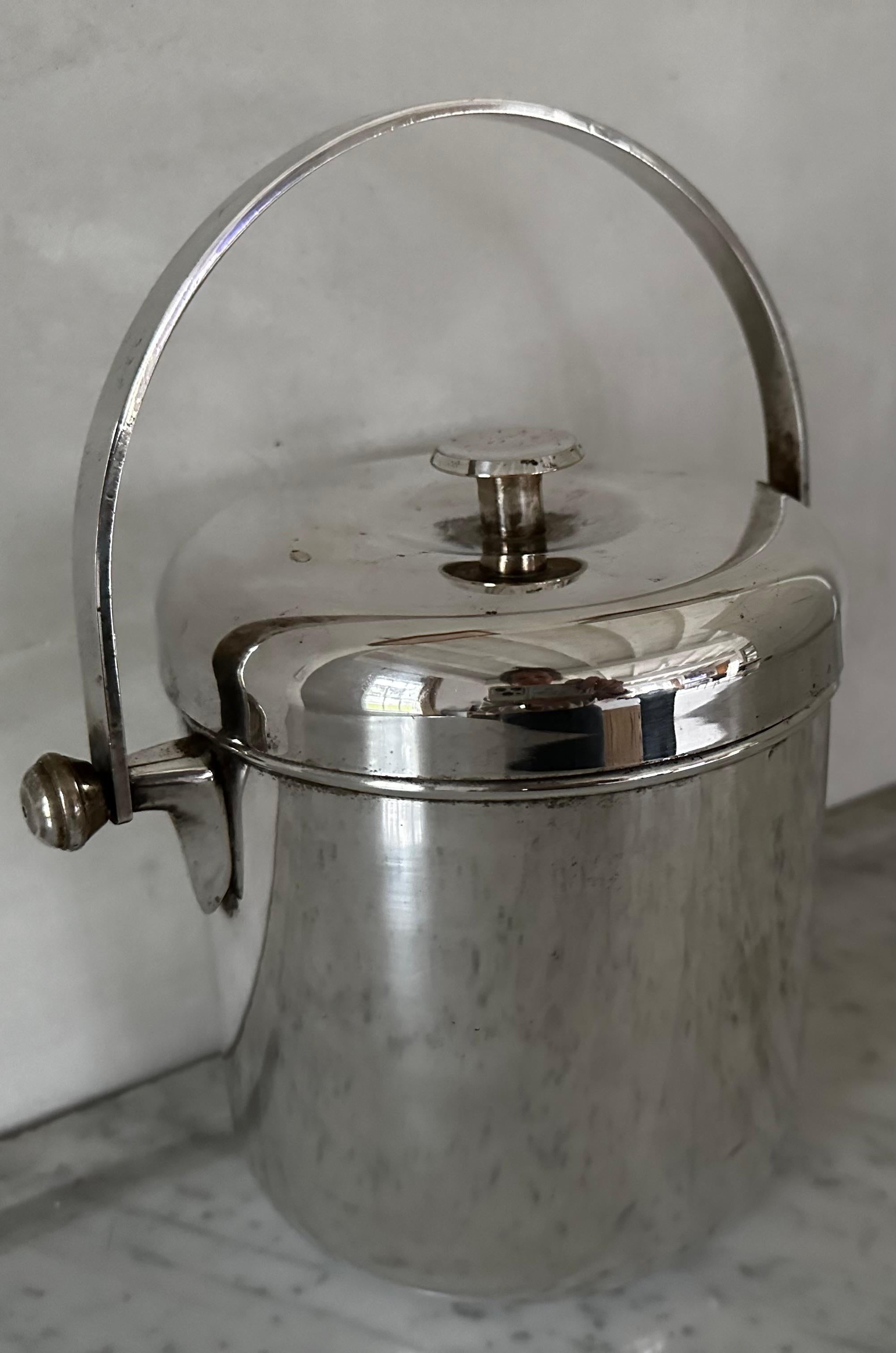 Vintage Mid Century Silver Plate Ice Bucket For Sale 5