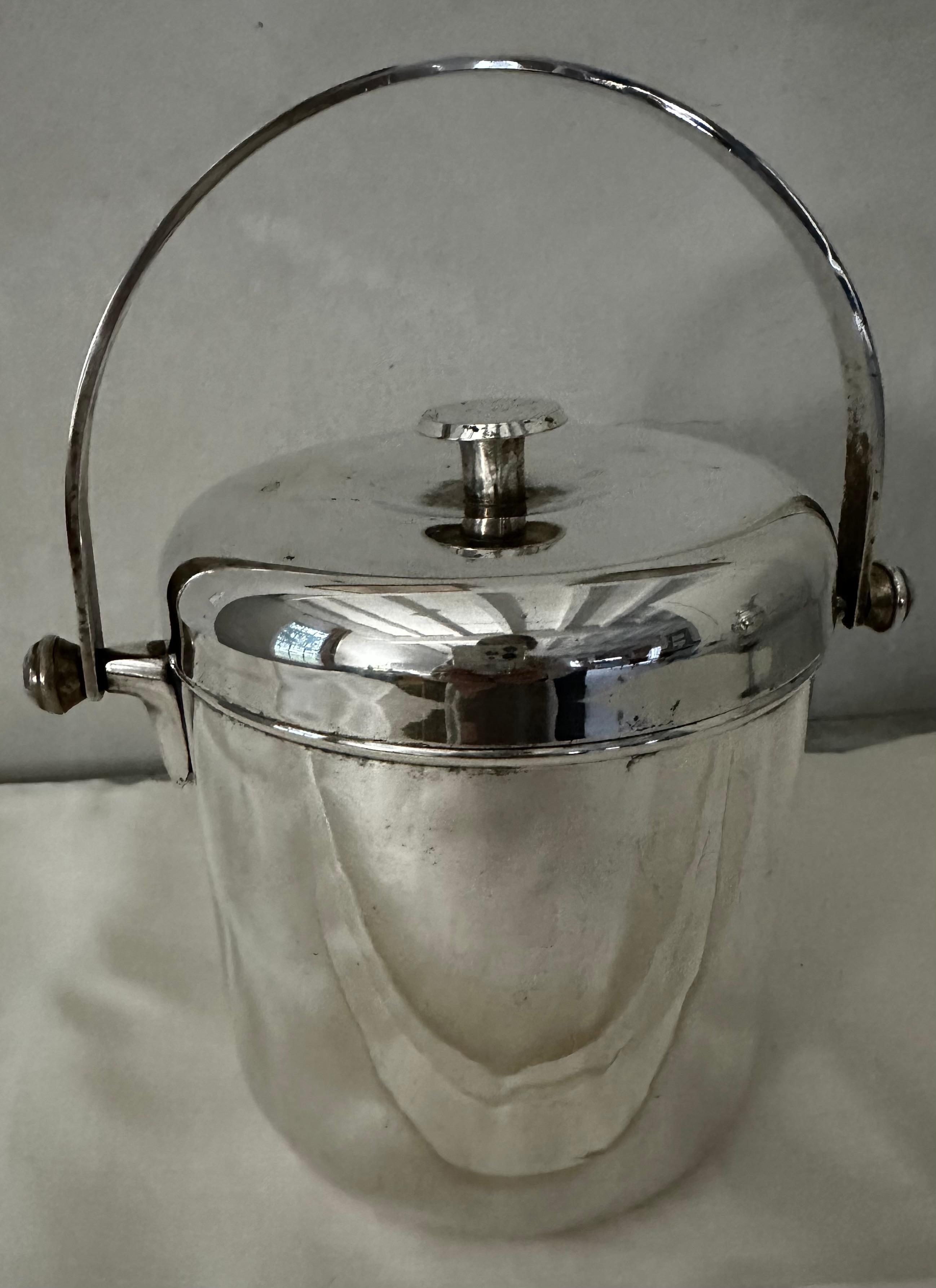 Vintage Mid Century Silver Plate Ice Bucket For Sale 6