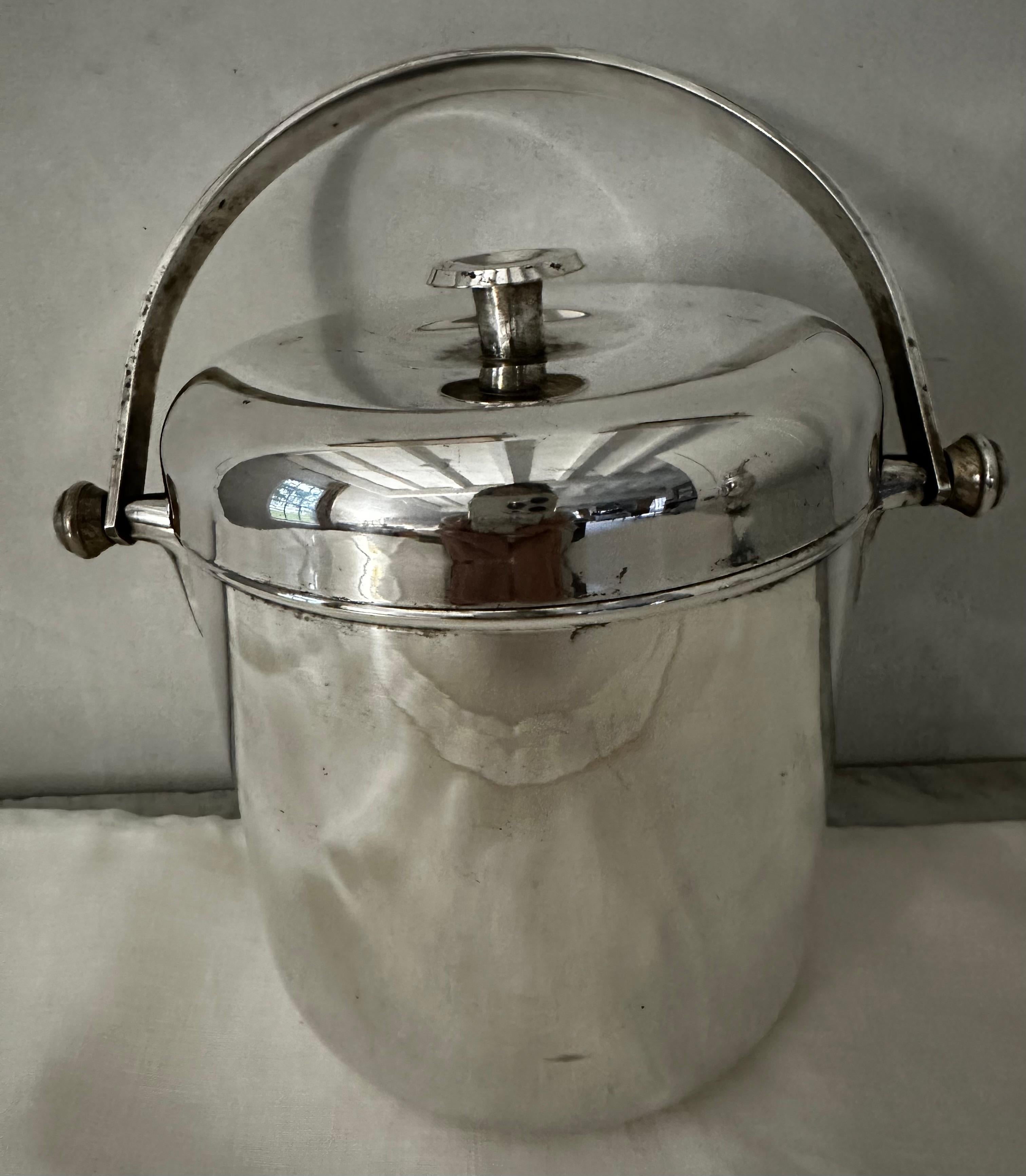 Vintage Mid Century Silver Plate Ice Bucket For Sale 7