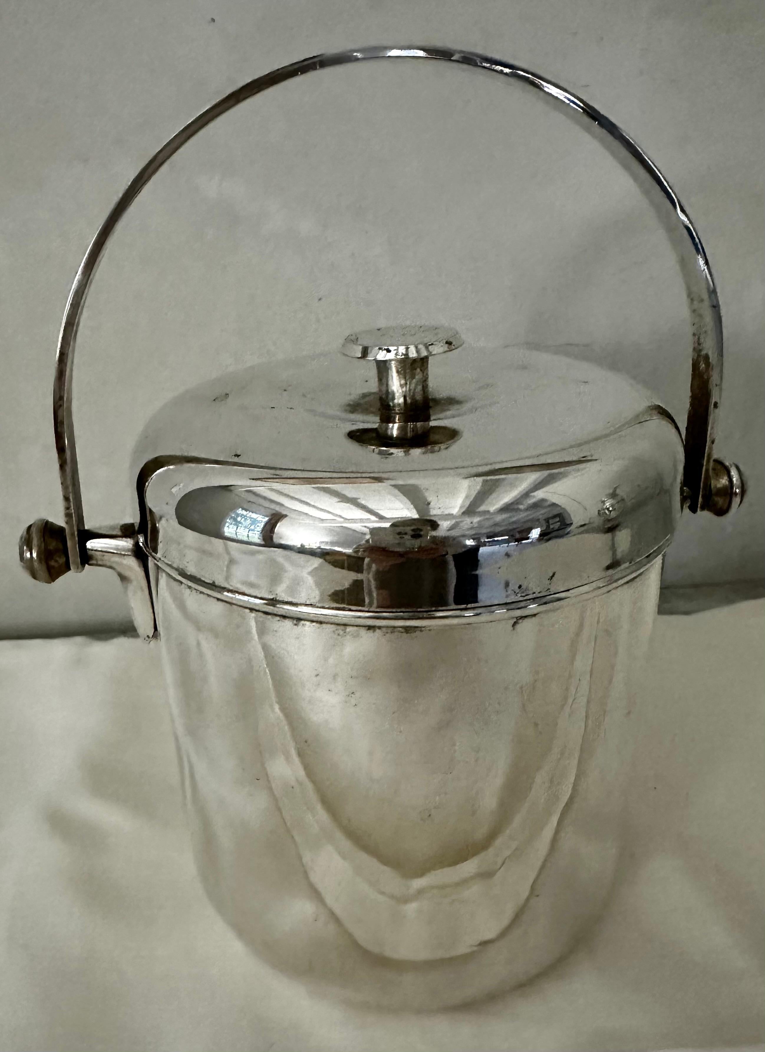 Vintage Mid Century Silver Plate Ice Bucket For Sale 8