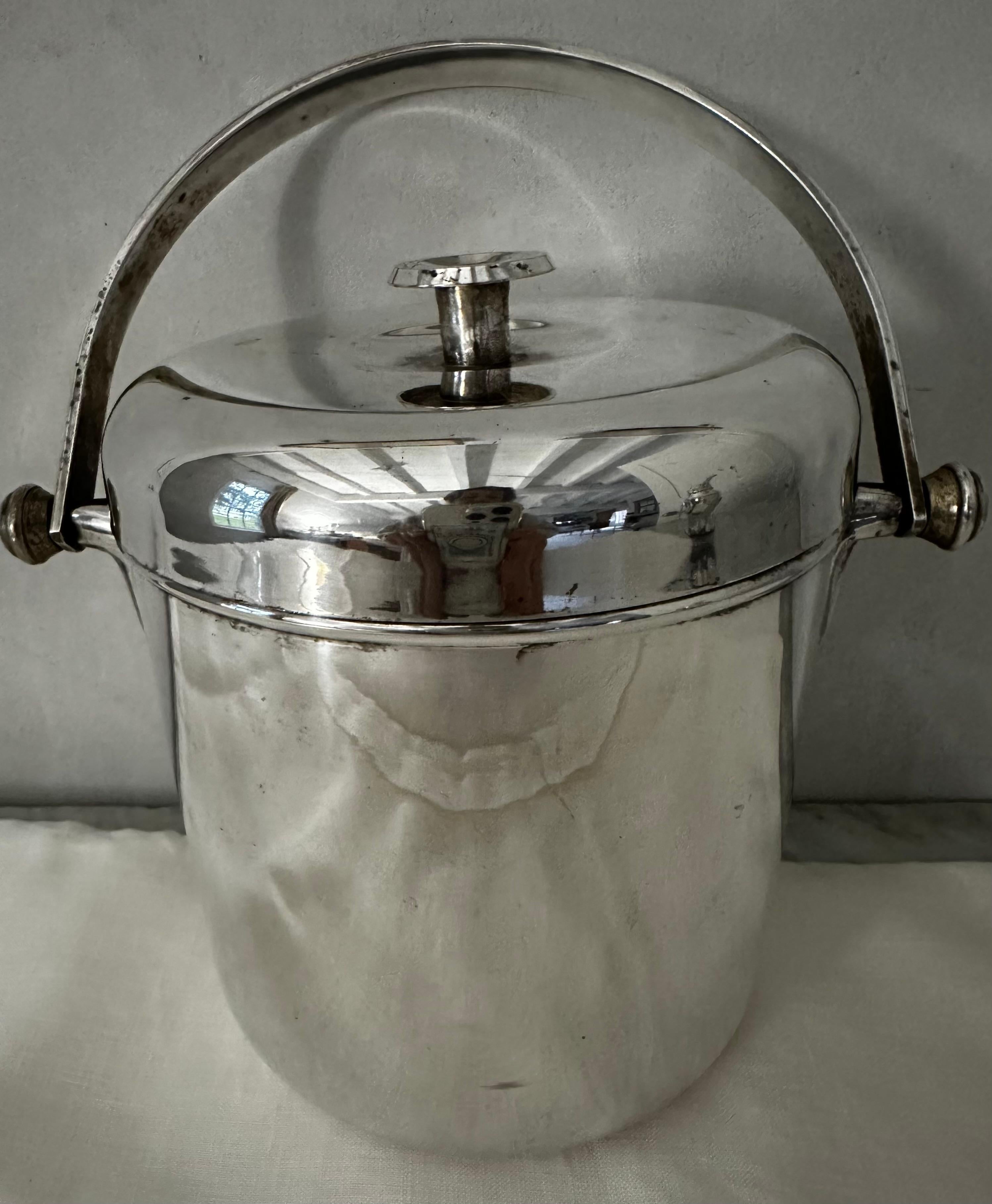 Vintage Mid Century Silver Plate Ice Bucket For Sale 10