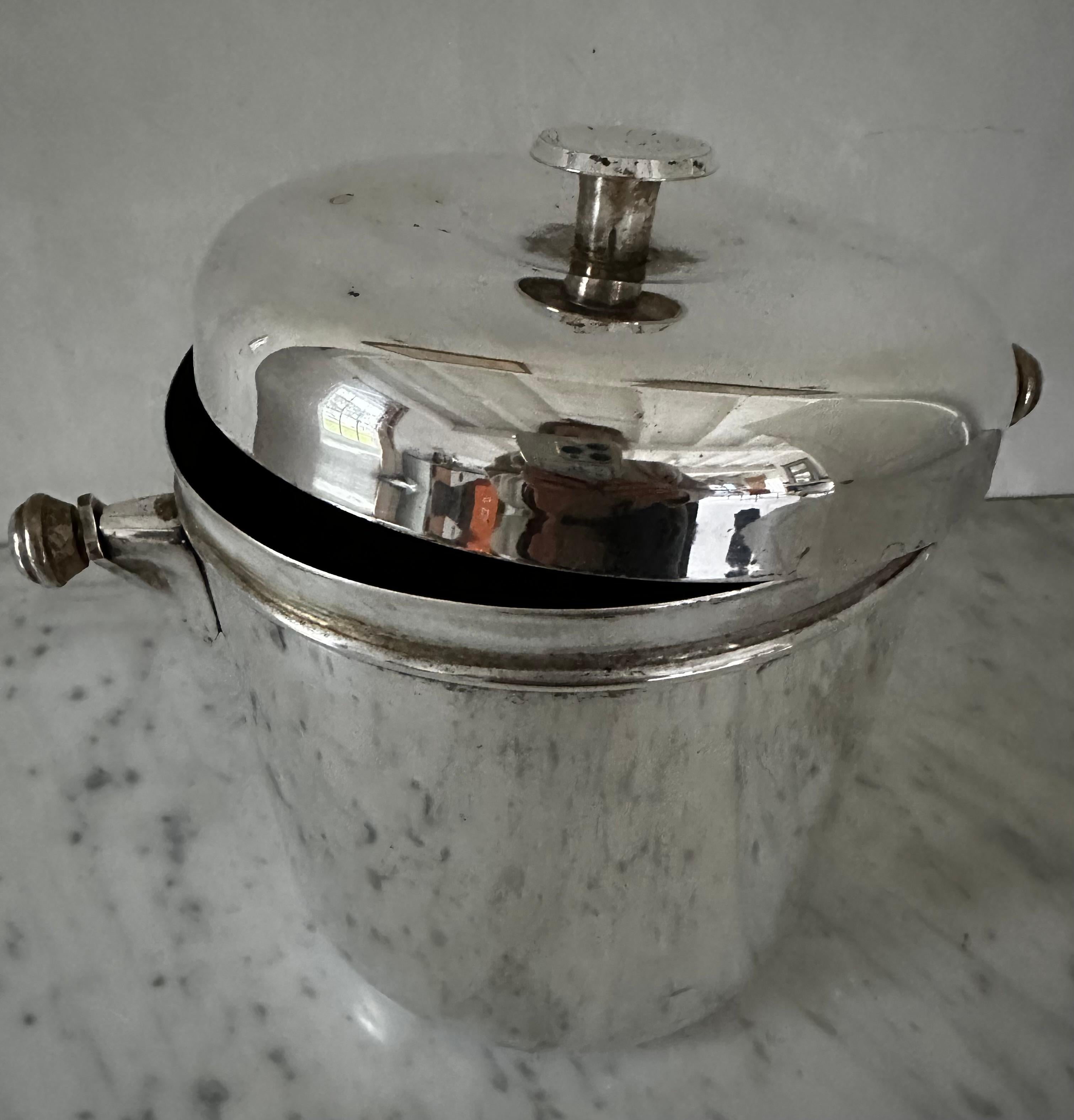 Vintage Mid Century Silver Plate Ice Bucket For Sale 1