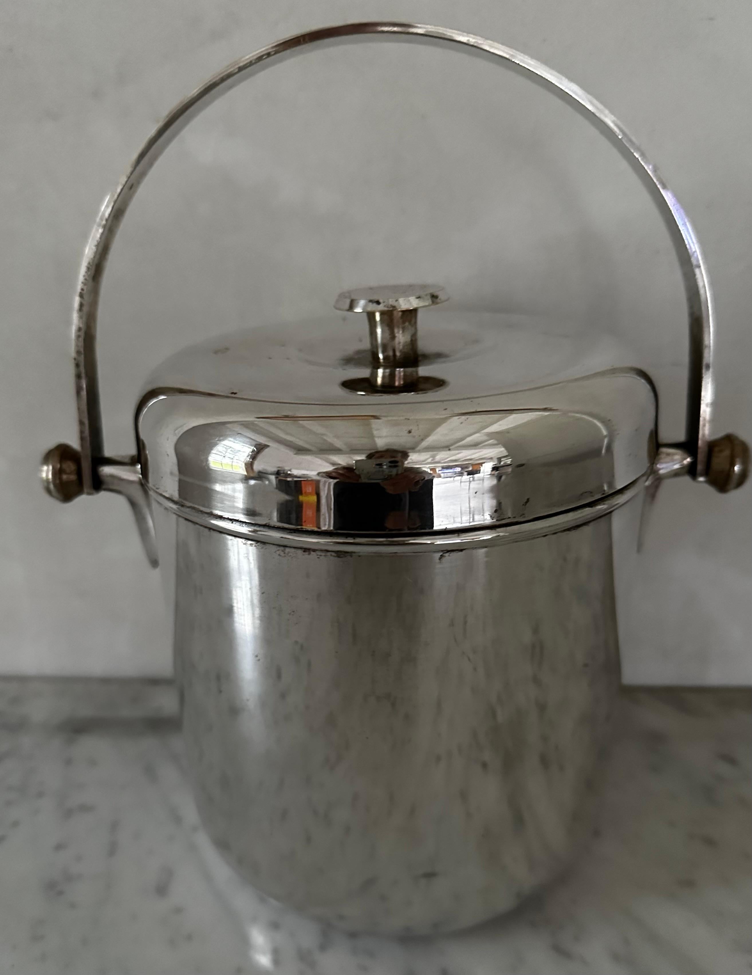Vintage Mid Century Silver Plate Ice Bucket For Sale 3