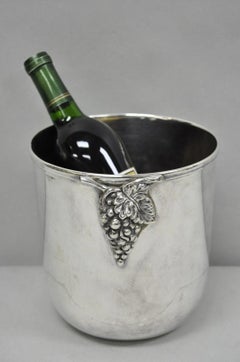 Vintage Mid Century Silver Plated Grapevine Cluster Champagne Chiller Ice Bucket