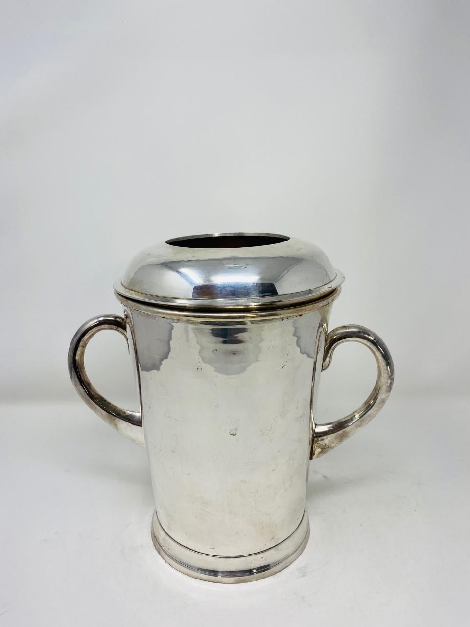 Vintage Midcentury Silver Plated Ice Bucket For Sale 4
