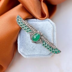 Vintage Mid-Century Silver, Plique-à-Jour and Marcasite Scarab Brooch