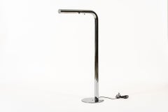 Lampada da terra in acciaio tubolare d'argento d'epoca della metà del secolo scorso di Sonneman