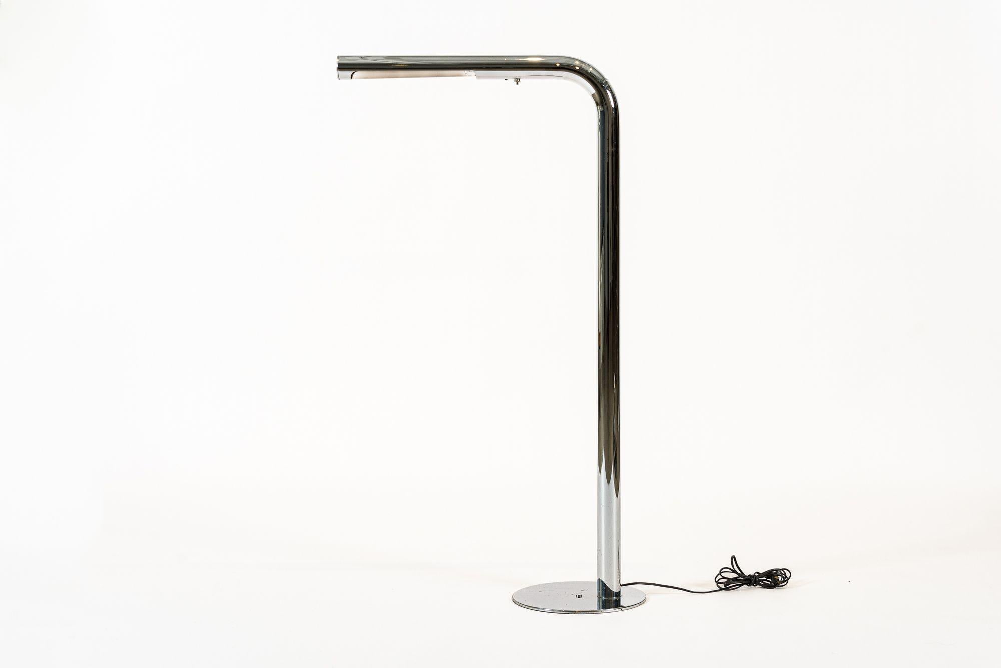 Mid-Century Modern Vintage Mid Century Silver Tubular Steel Floor Lamp by Sonneman For Sale